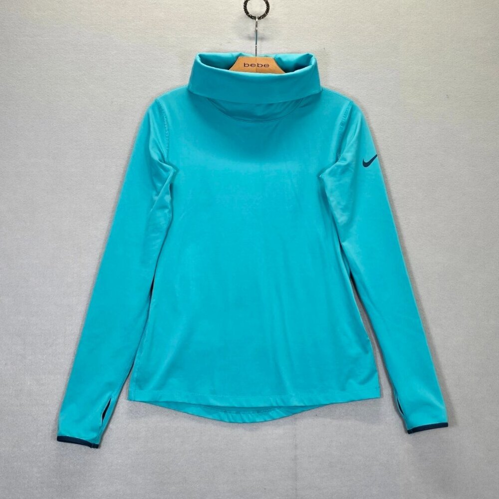 Nike PRO Women's Size M Hyperwarm High Neck Teal Training Top